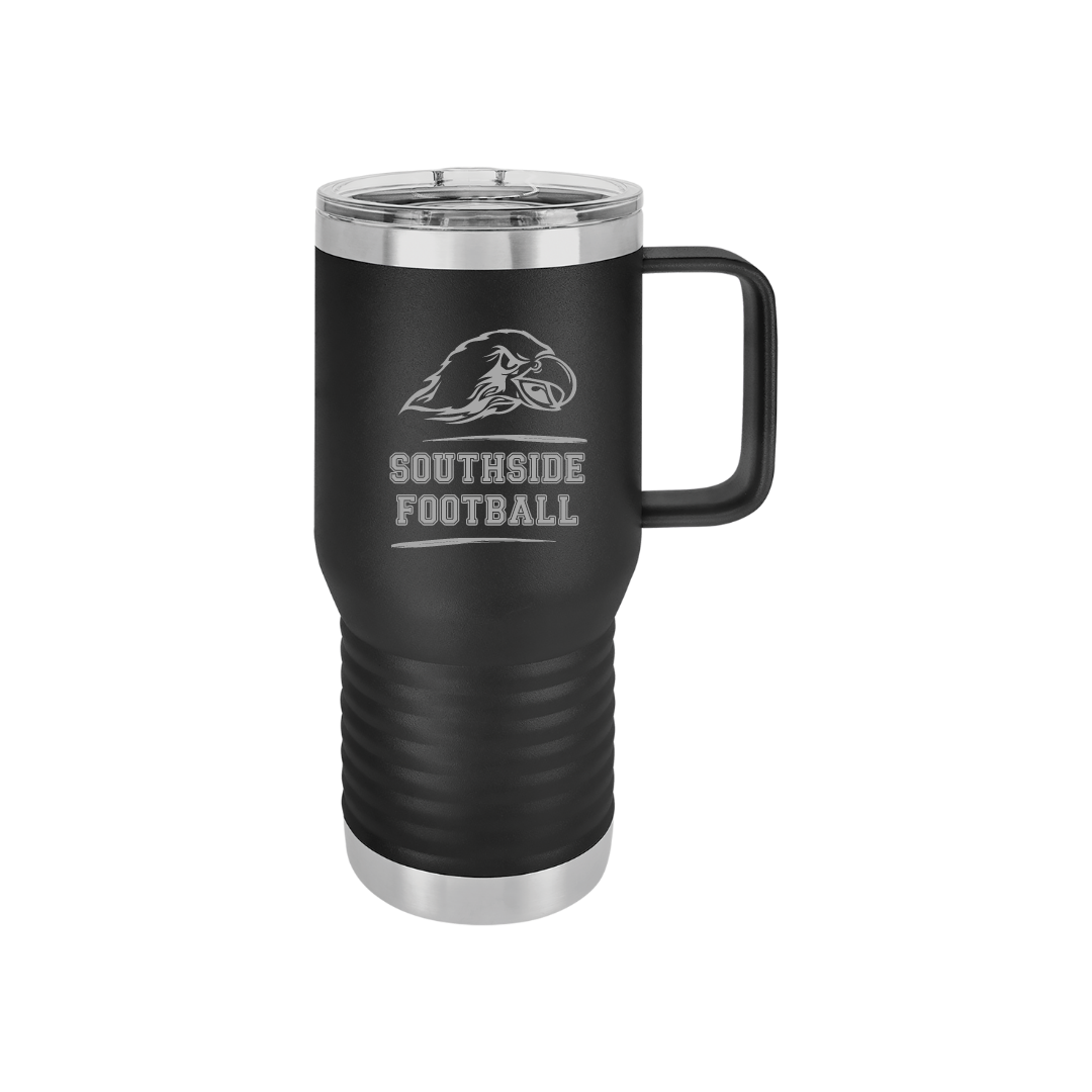 Personalized Olathe South Football 20 oz Stainless Steel Handled Tumbler, Polar Camel