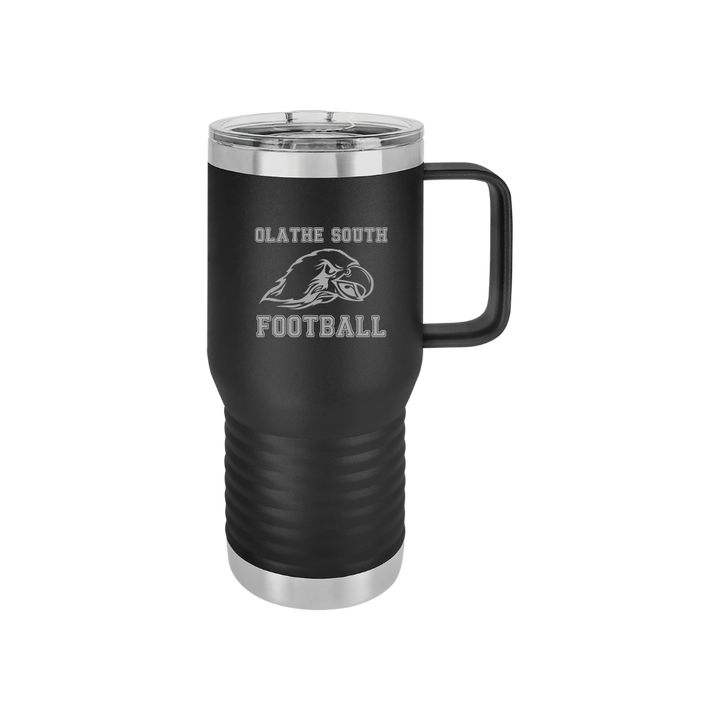 Personalized Olathe South Football 20 oz Stainless Steel Handled Tumbler, Polar Camel