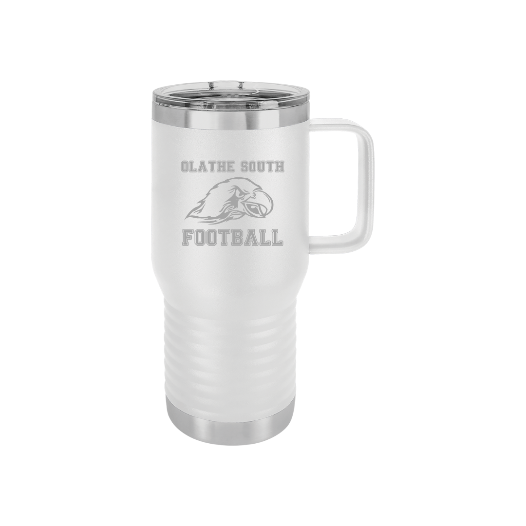 Personalized Olathe South Football 20 oz Stainless Steel Handled Tumbler, Polar Camel