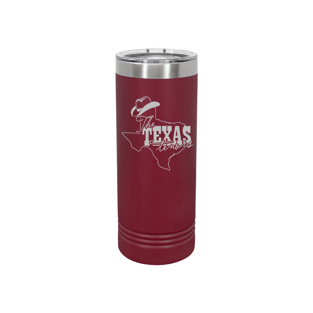 Personalized Texas Tenors 22 oz Skinny Stainless Steel Tumbler,  Polar Camel