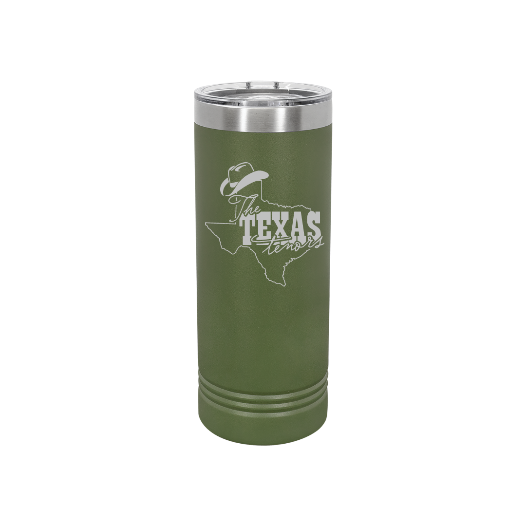 Personalized Texas Tenors 22 oz Skinny Stainless Steel Tumbler,  Polar Camel